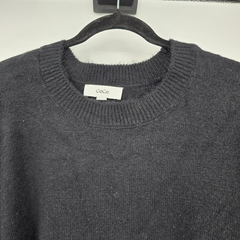 New CeCe Womens 2X Black Fair Isle Pearl Embellished Long Sleeve Knit Sweater‎ - Picture 3 of 11